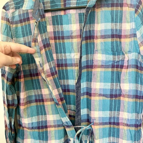 Jach's Girlfriend Blue Plaid Shirt Dress/Tunic - Size: Medium - Picture 5 of 9